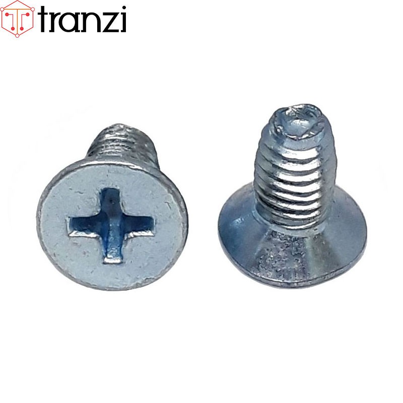 Vít tự tạo ren bake đầu bằng mạ kẽm trắng xanh M5x10 - túi 50 cái