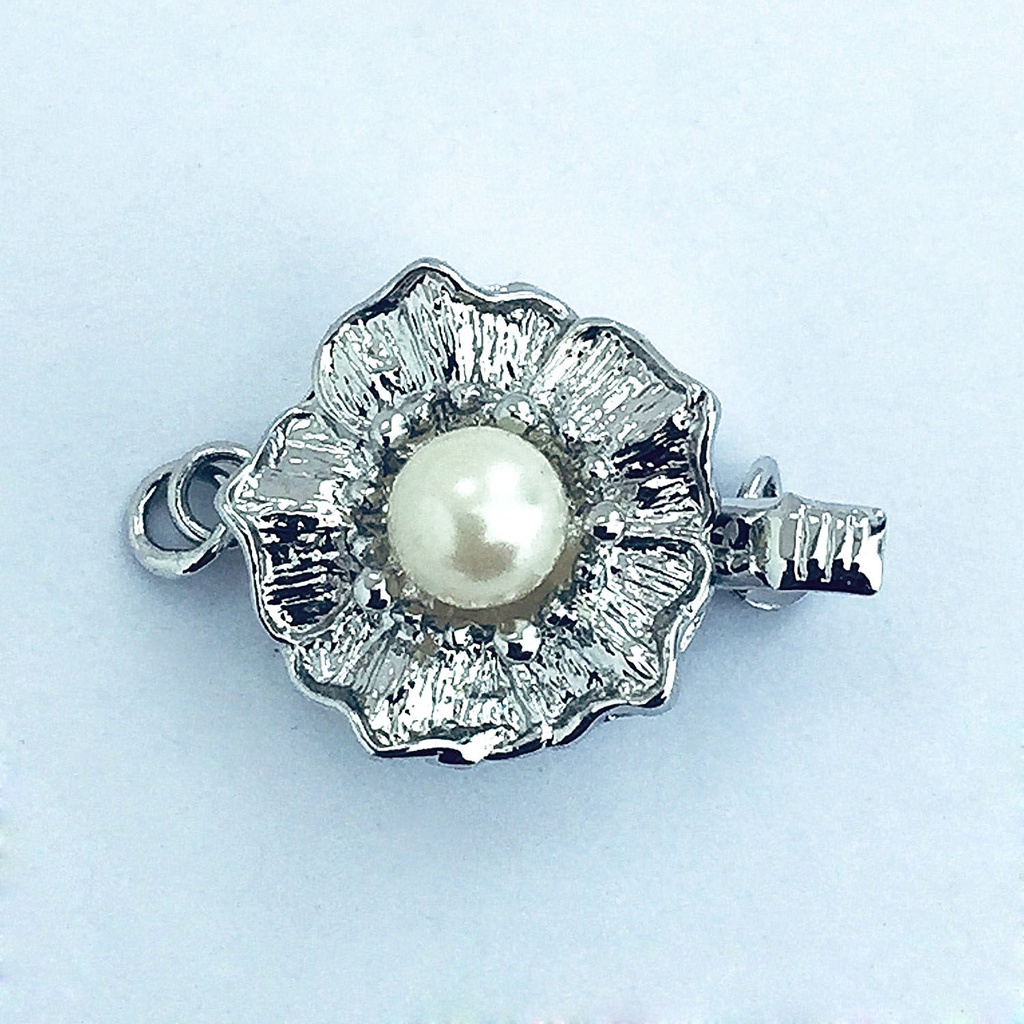 [K29B] Phụ kiện trang sức (DIY) - Khóa trống gắn ngọc 6-10ly lá sen làm vòng cổ vòng tay