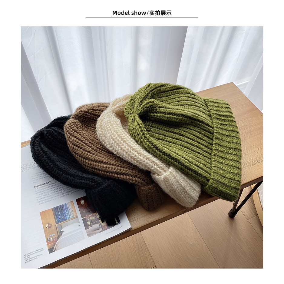 Mũ len UNISEX- mũ trùm đầu Alzzang giữ ấm bảo vệ tai trơn thời trang thu đông cho nữ phong cách Hàn Quốc hot 2021