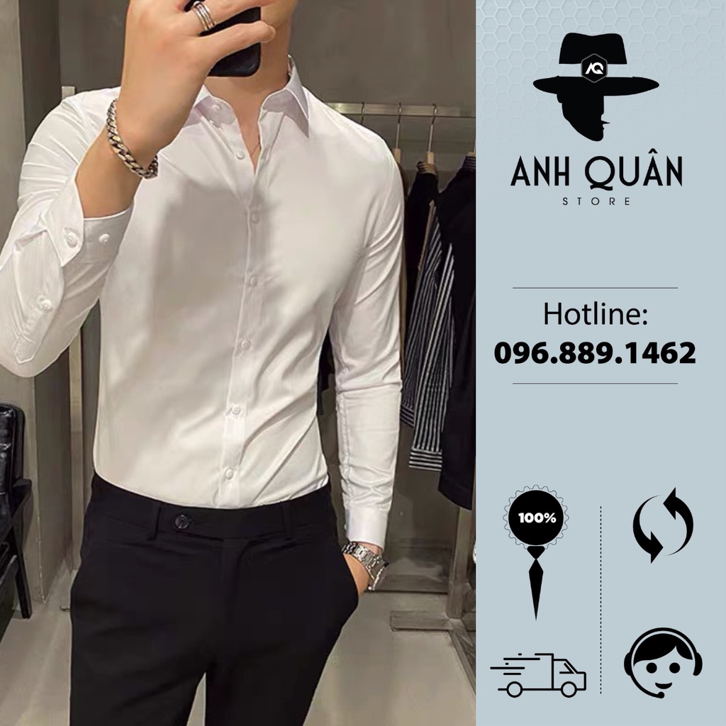 Áo sơ mi nam trơn dài tay hàn quốc AQ-STORE SM01