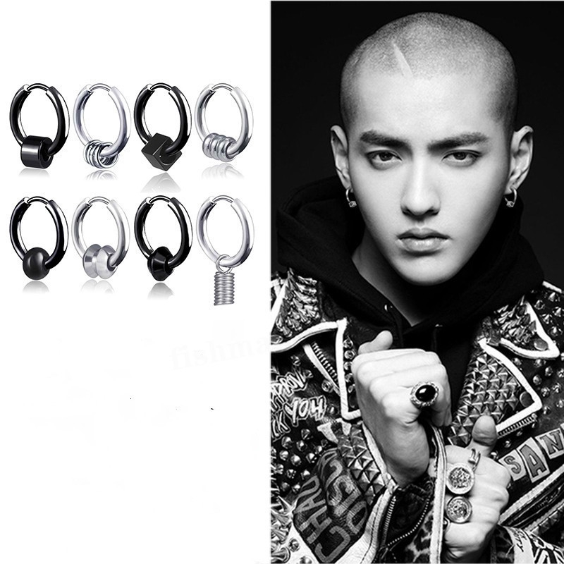 Street hip-hop earrings Korean version of men's personality students retro fashion earrings street beat ear clips