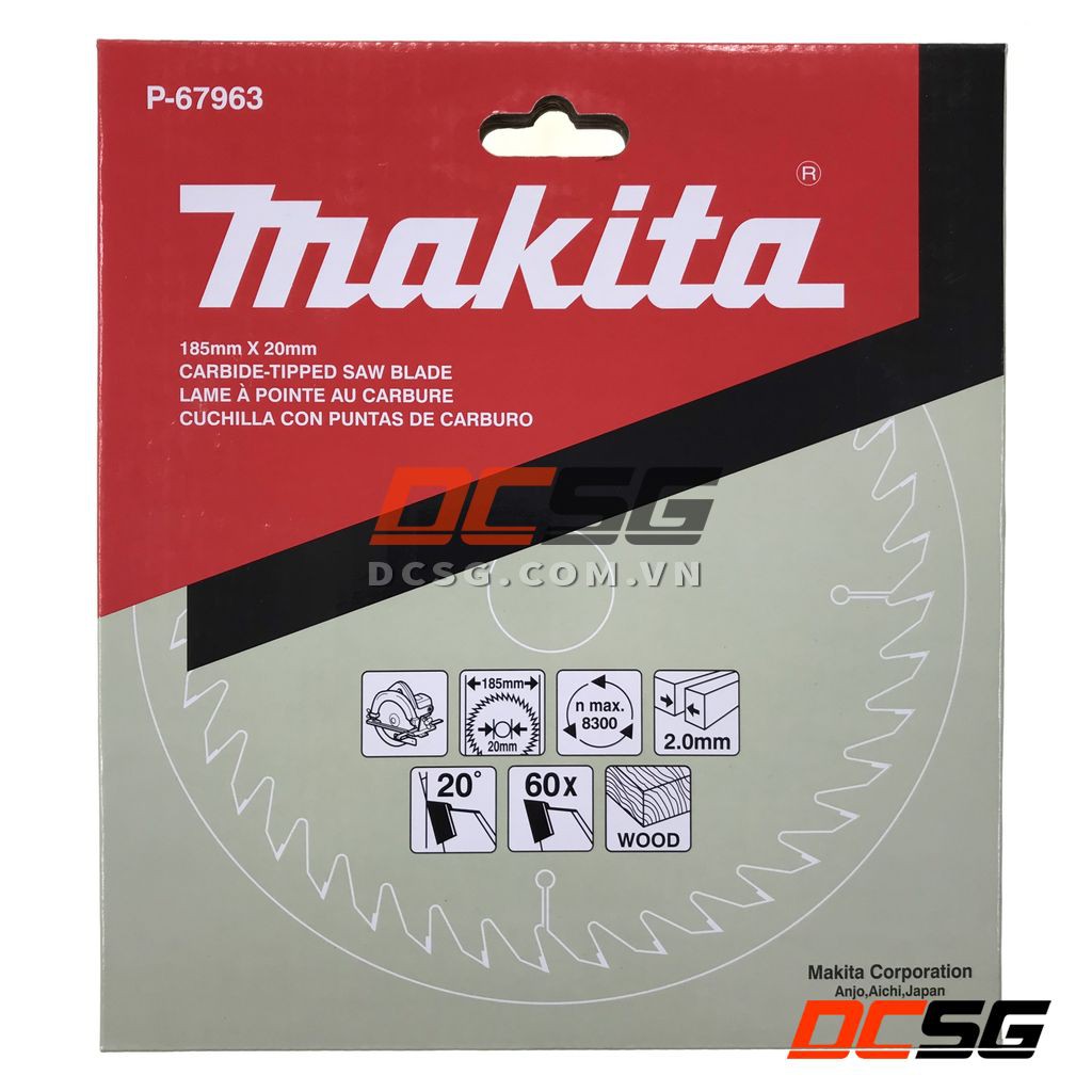 Đĩa cắt gỗ 185x20x60T Makita P-67963 | DCSG