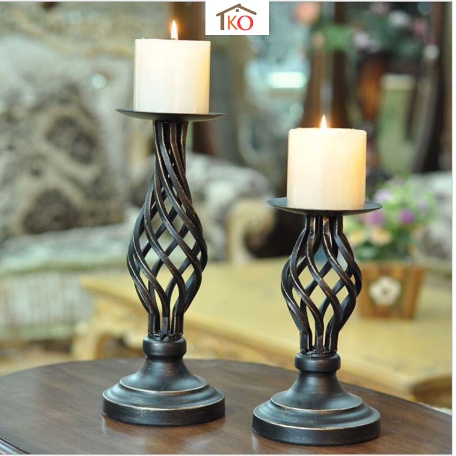 Chân đế nến tròn đan chéo kim loại cao cấp decor nhà và bàn ăn (trang trí noel giáng sinh)