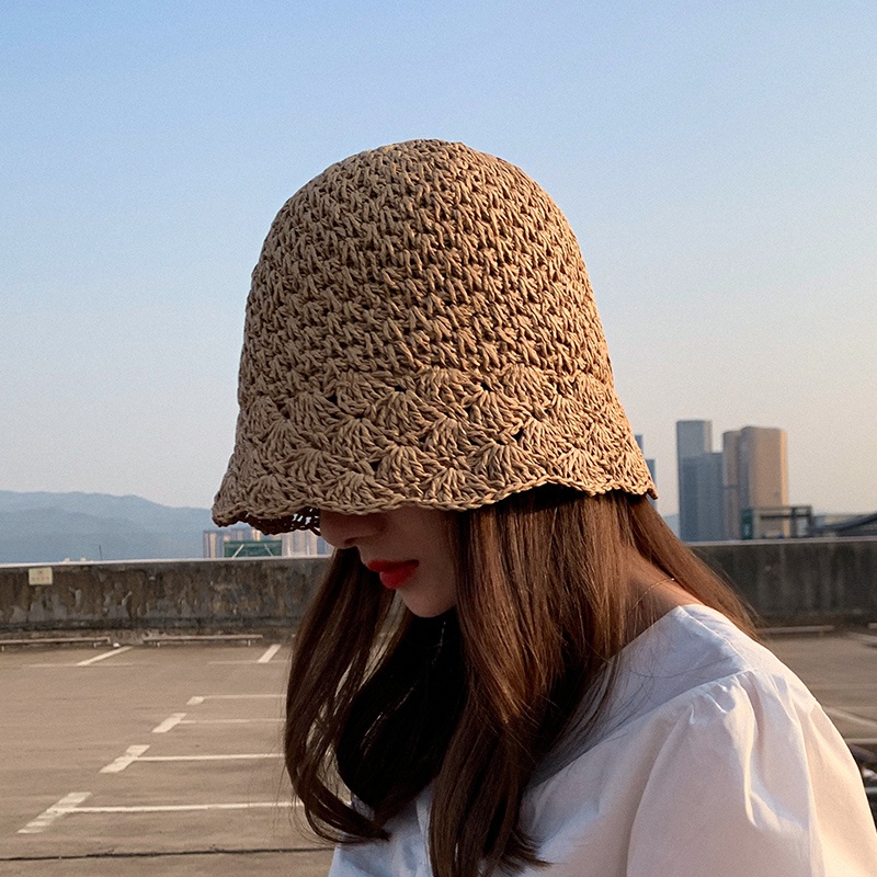 Nón Bucket Đan Cói Chống Nắng Phong Cách Nhật Hàn Thời Trang Mùa Hè Cho Nữ
