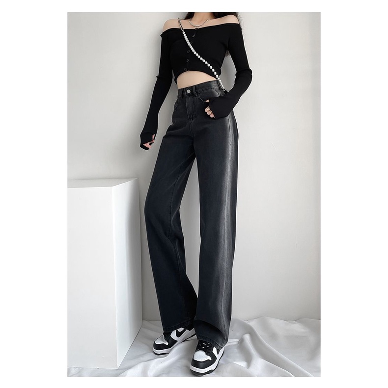 Quần jeans dài ống rộng thời trang dành cho nữ