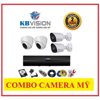 Trọn bộ 4 camera + đầu ghi kbvision full hd 1080p + 40 - dây liền nguồn - combo camera kbvison