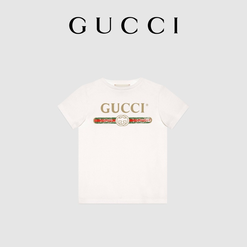 Áo Thun Cotton Họa Tiết Logo GUCCI Cổ Điển Unisex