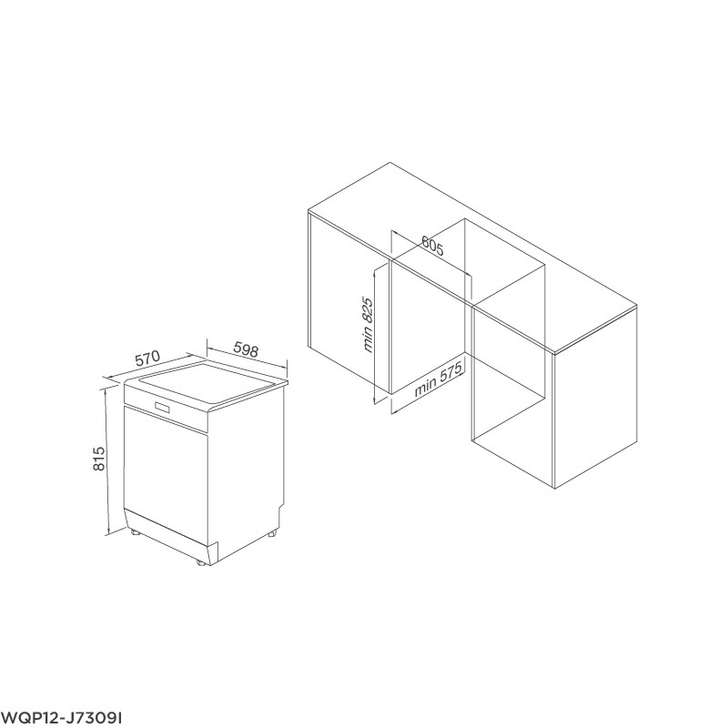 Máy rửa chén âm tủ Malloca WQP12-J7309I , 7 chương trình rửa ( Xuất sứ P.R.C - Bảo hành 36 tháng )