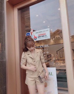 Bộ vest kaki cộc tay