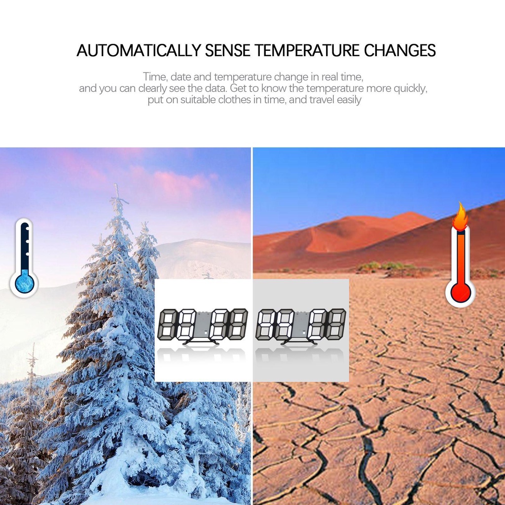 LANFY Đồng Hồ Báo Thức Điện Tử Đèn LED 3D Điều Khiển Bằng Giọng Nó