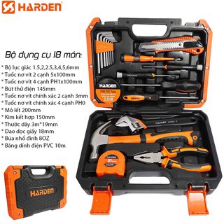 Bộ dụng cụ sửa chữa đa năng cao cấp 18 chi tiết HARDEN PRO, bộ dụng cụ đồ nghề sửa chữa bộ dụng cụ đa năng chuyên nghiệp