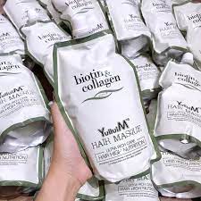 Kem Hấp Ủ Tóc Biotin collagen hair Yuiluim masque siêu mềm mượt- Phục Hồi Và Tái Sinh Tóc Gói 500ml