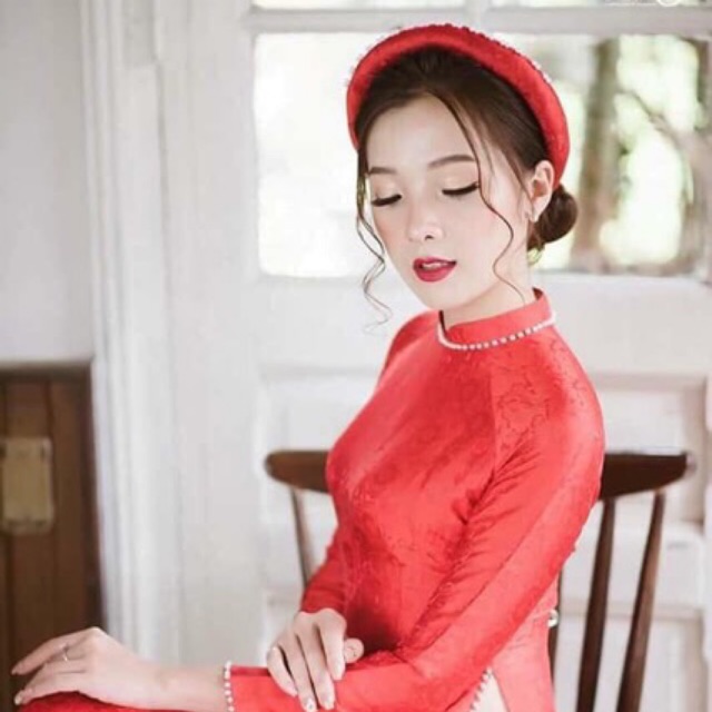 Bộ áo dài cô dâu gấm siêu đẹp (kèm quần) | BigBuy360 - bigbuy360.vn