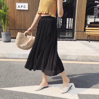 Chân váy voan 2 lớp xếp ly midi