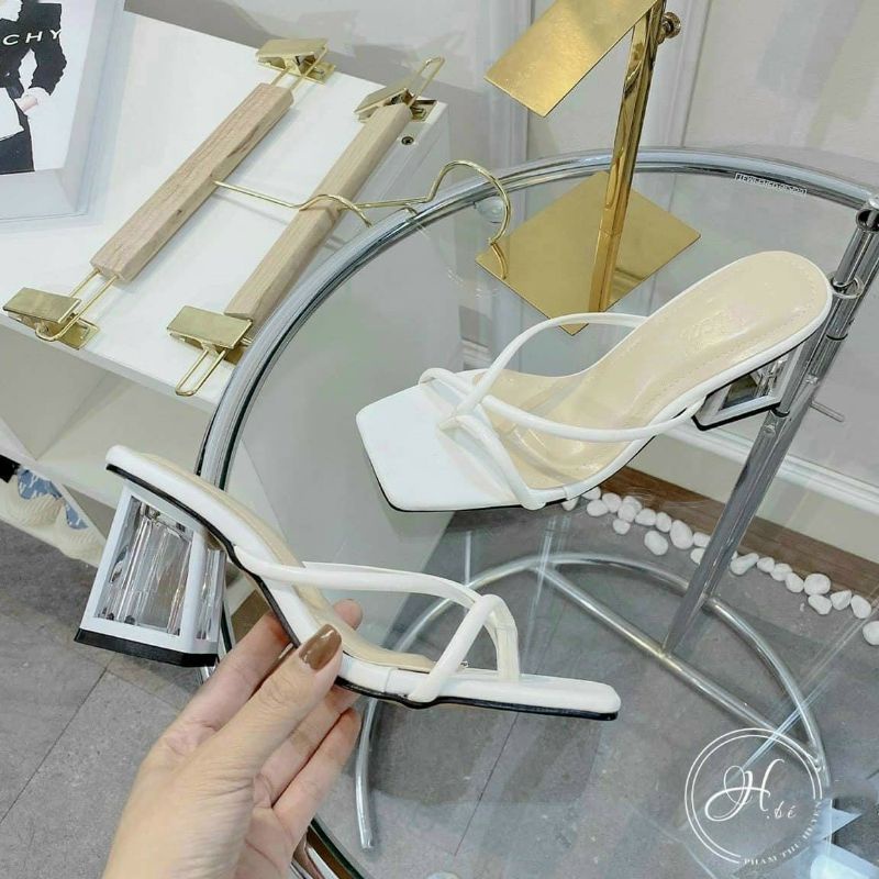 Guốc Cao gót 7 phân quai da đan chéo, sandal