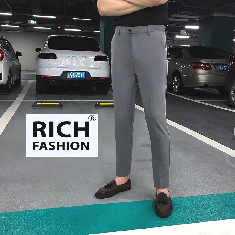 Quần âu nam đẹp cao cấp Hàn Quốc dáng ôm body, vải lụa thái chống nhăn