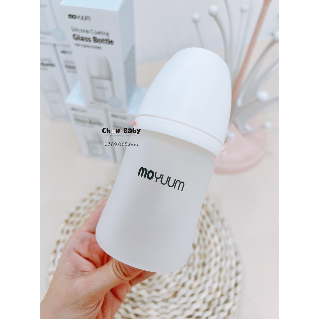 Bình sữa Moyuum Thuỷ tinh tráng Silicon 150ml/240ml Hàn Quốc