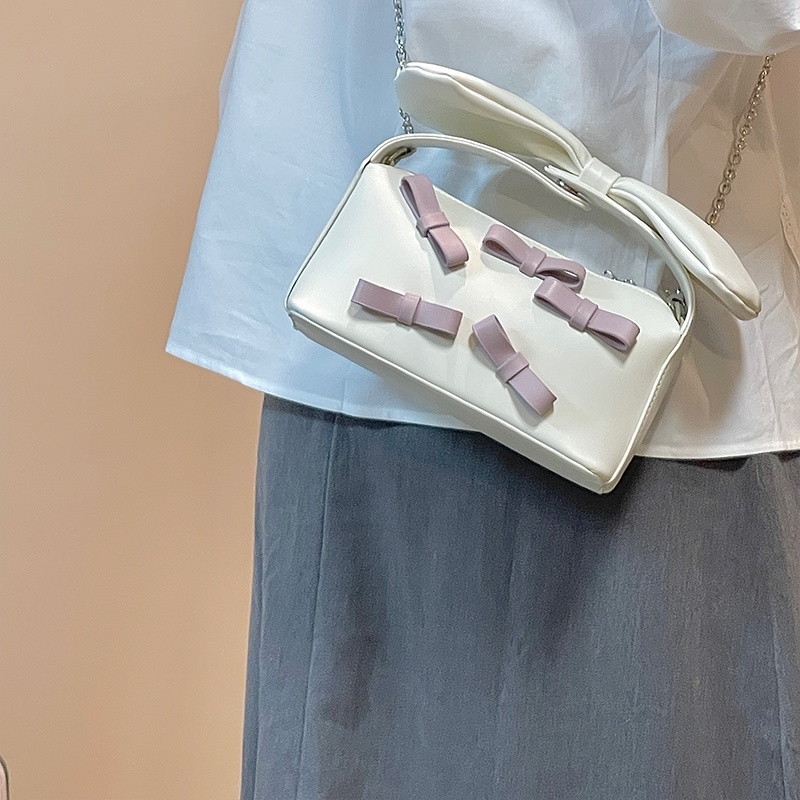 Túi xách IELGY đính nơ màu tương phản phong cách Hàn Quốc thời trang dễ thương cho nữ