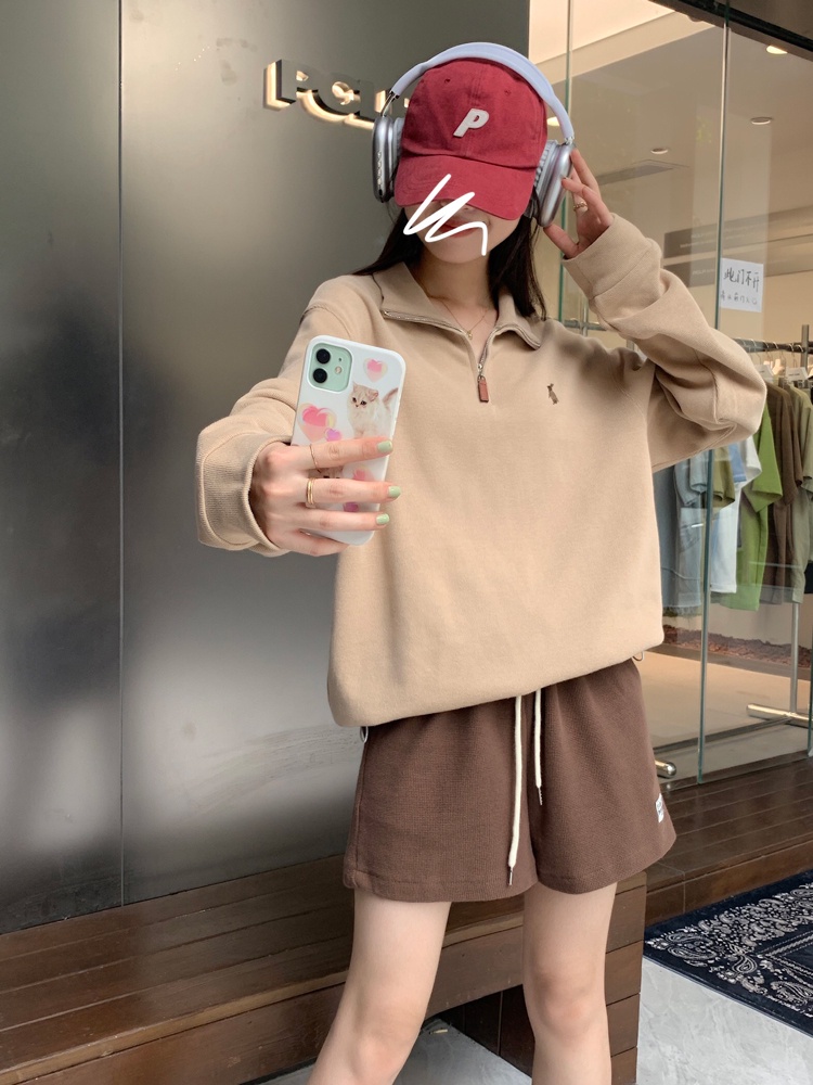 Áo Khoác Tay Dài Dáng Rộng Có Khóa Kéo Thêu Họa Tiết Xinh Xắn Thời Trang Mùa Thu 54911