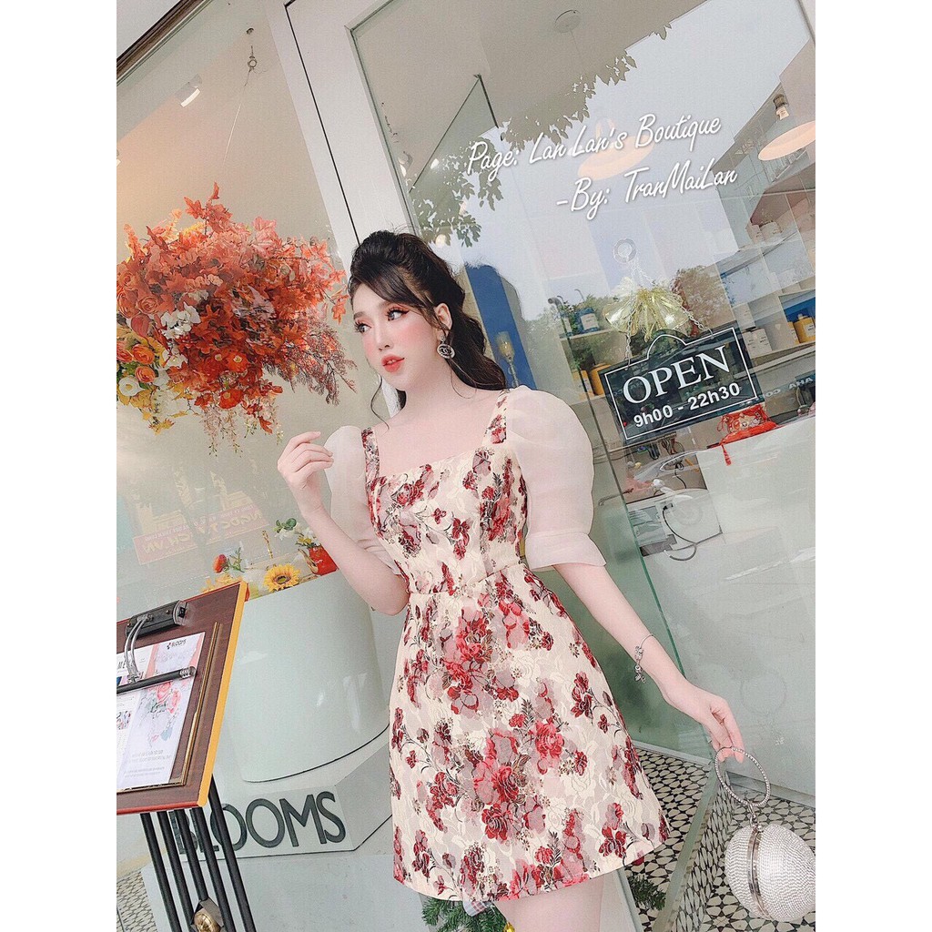 Váy hoa tay bồng hot trend