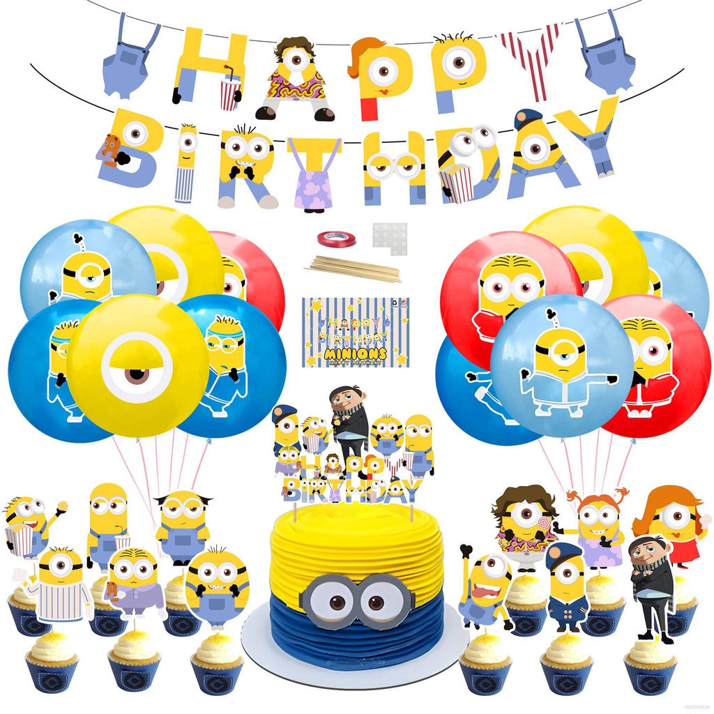 Bộ Bong Bóng Trang Trí Tiệc Sinh Nhật Chủ Đề Phim Despicable Me Minions