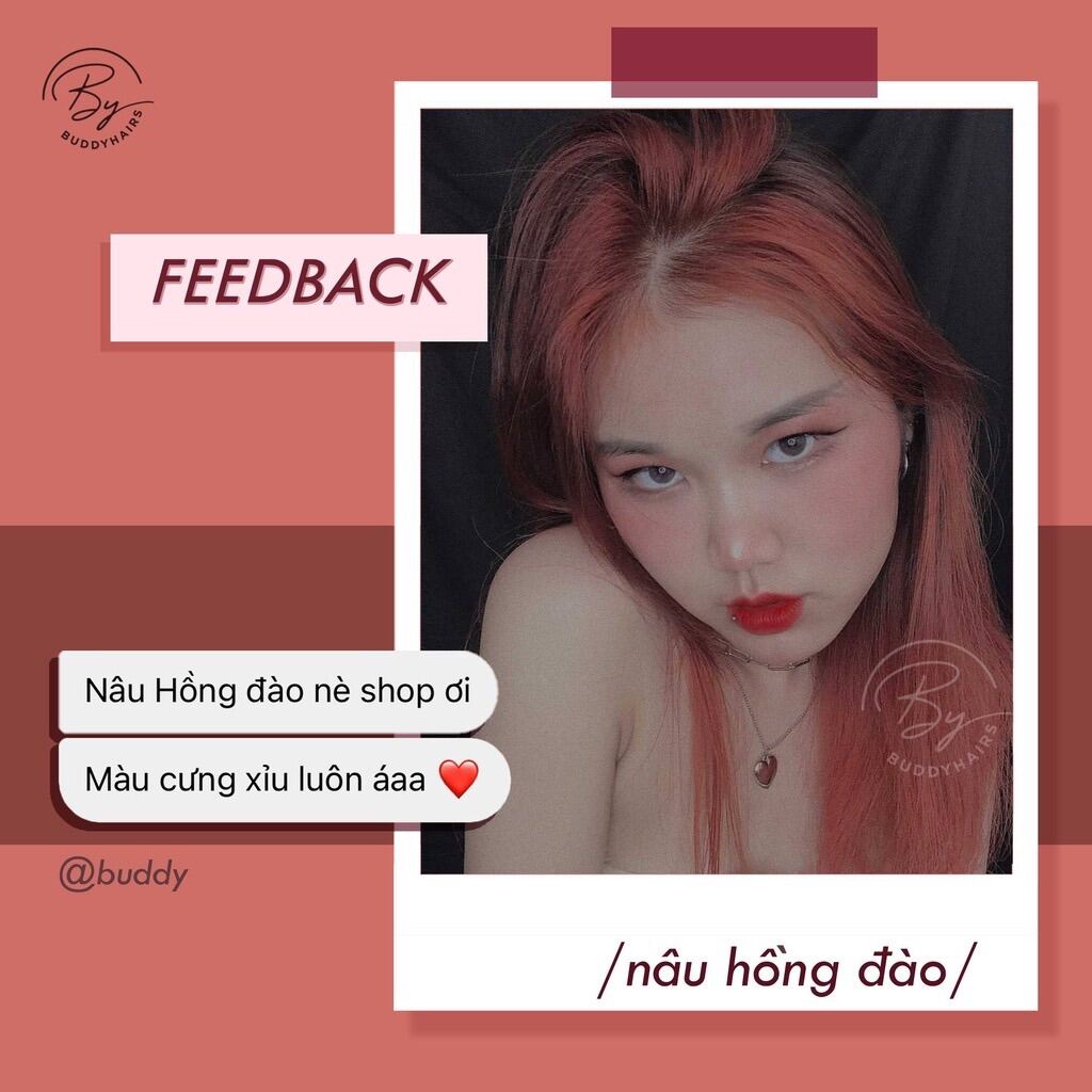 Nhuộm tóc NÂU HỒNG ĐÀO / NÂU HỒNG  tặng kèm găng tay tiện lợi