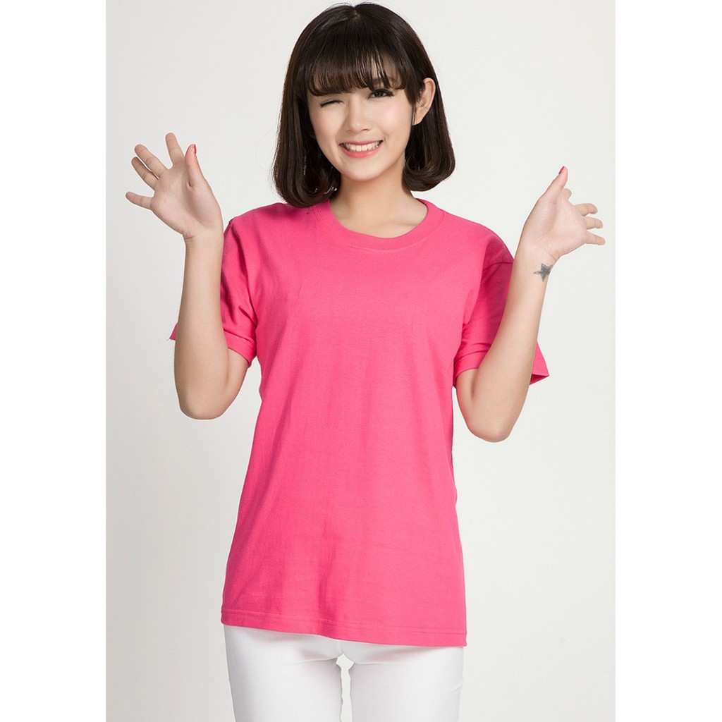 Áo thun nữ cổ tròn hồng sen Size XL vải dày mịn form rộng Kabuto