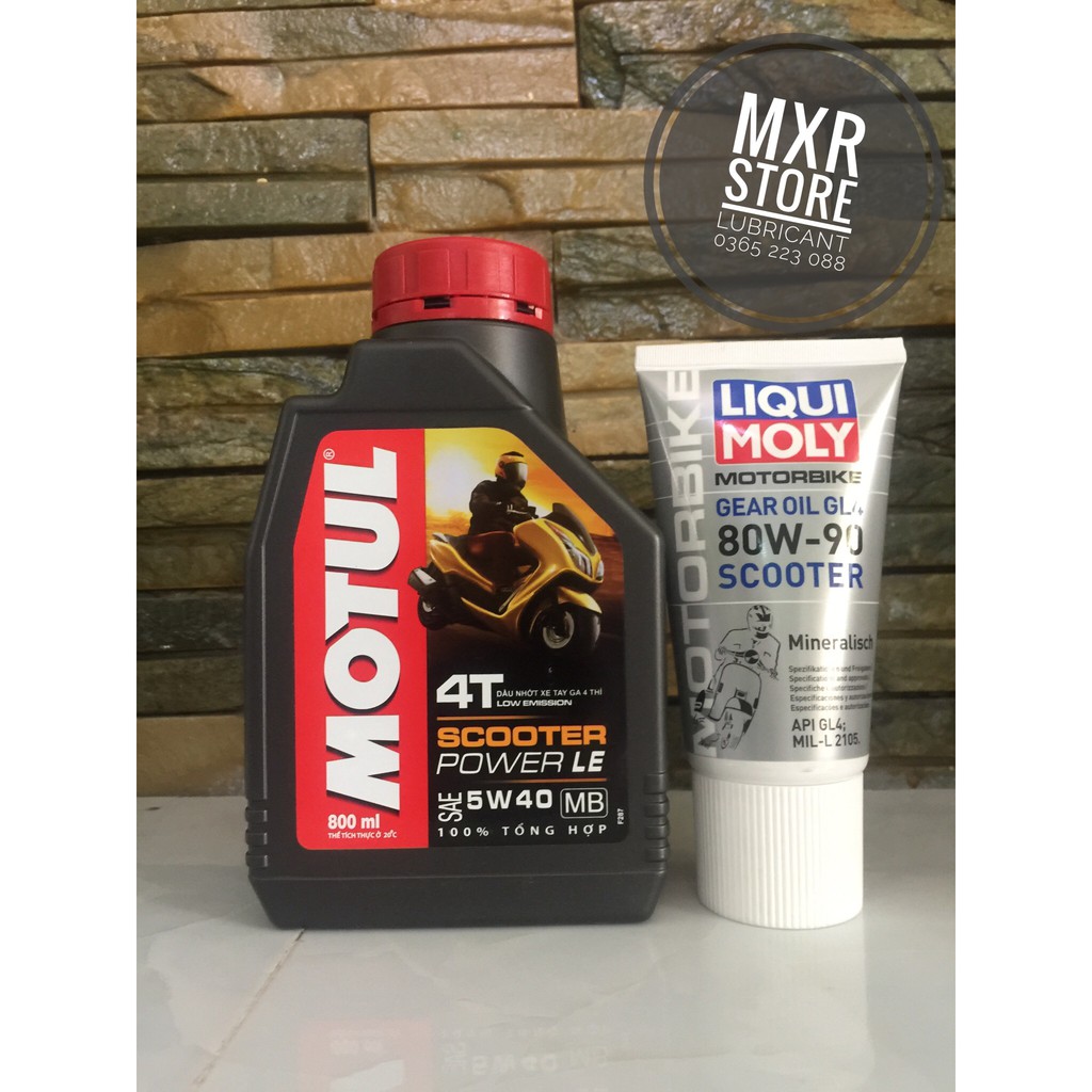 [Combo] Dầu Nhớt Tay Ga Motul Scooter Power LE 5w40 + Nhớt Láp Liqui Moly 80w40