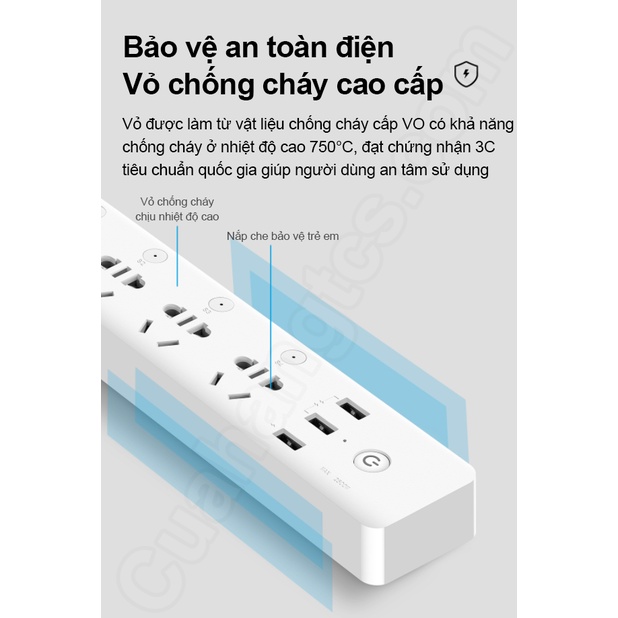 Ổ cắm thông minh Xiaomi Gosund CP5 kết nối App, Bật/Tắt, hẹn giờ từng ổ cắm