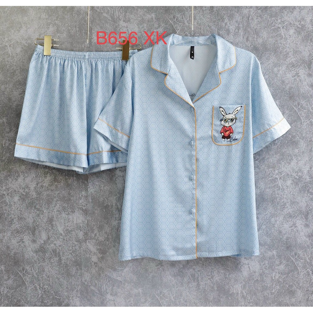 [ Hàng Sẵn Chuyên Sỉ ] B656 , bộ đồ ngủ pijama tay ngắn quần đùi chất lụa QCCC , hàng siêu mịn xịn shop về nhiều màu.