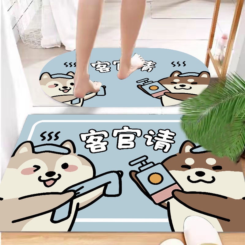 Set 2 Thảm Lót Sàn Nhà Tắm/Nhà Vệ Sinh Thấm Hút Chống Trượt Tiện Lợi