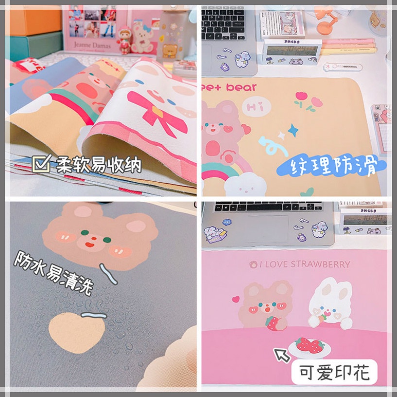 Miếng lót chuột da pu chống thấm nước chống trượt họa tiết hoạt hình dễ thương 660 x 300mm