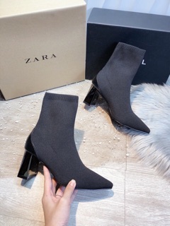 Bốt boot zara gót gương xuất dư fullbox tag mác