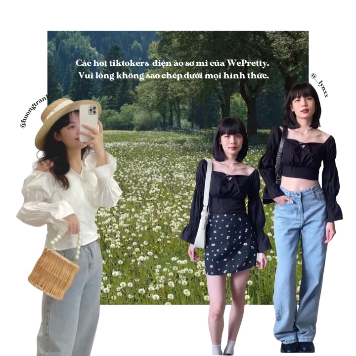 Áo trễ vai dài tay nữ dáng croptop phong cách hiện tại 2 màu đen và trắng chất thô mềm có mút ngực Wepretty Clothes | BigBuy360 - bigbuy360.vn