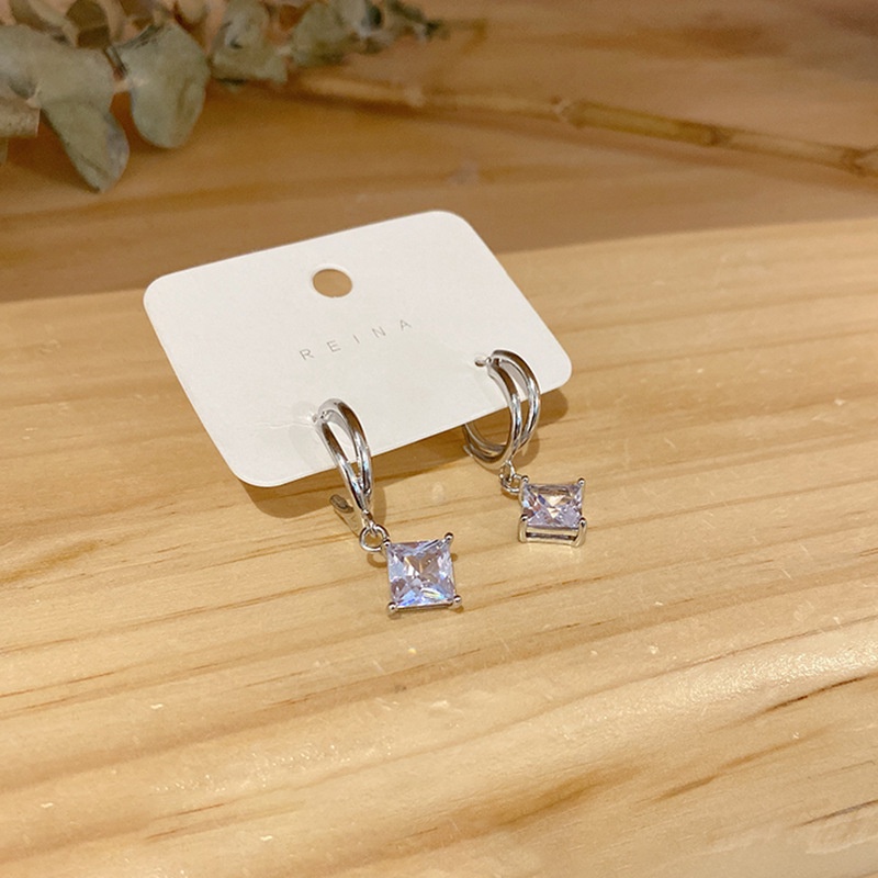 Bông Tai Hình Vuông Đính Đá Zircon Thời Trang Sang Trọng Phong Cách Hàn Quốc 2022