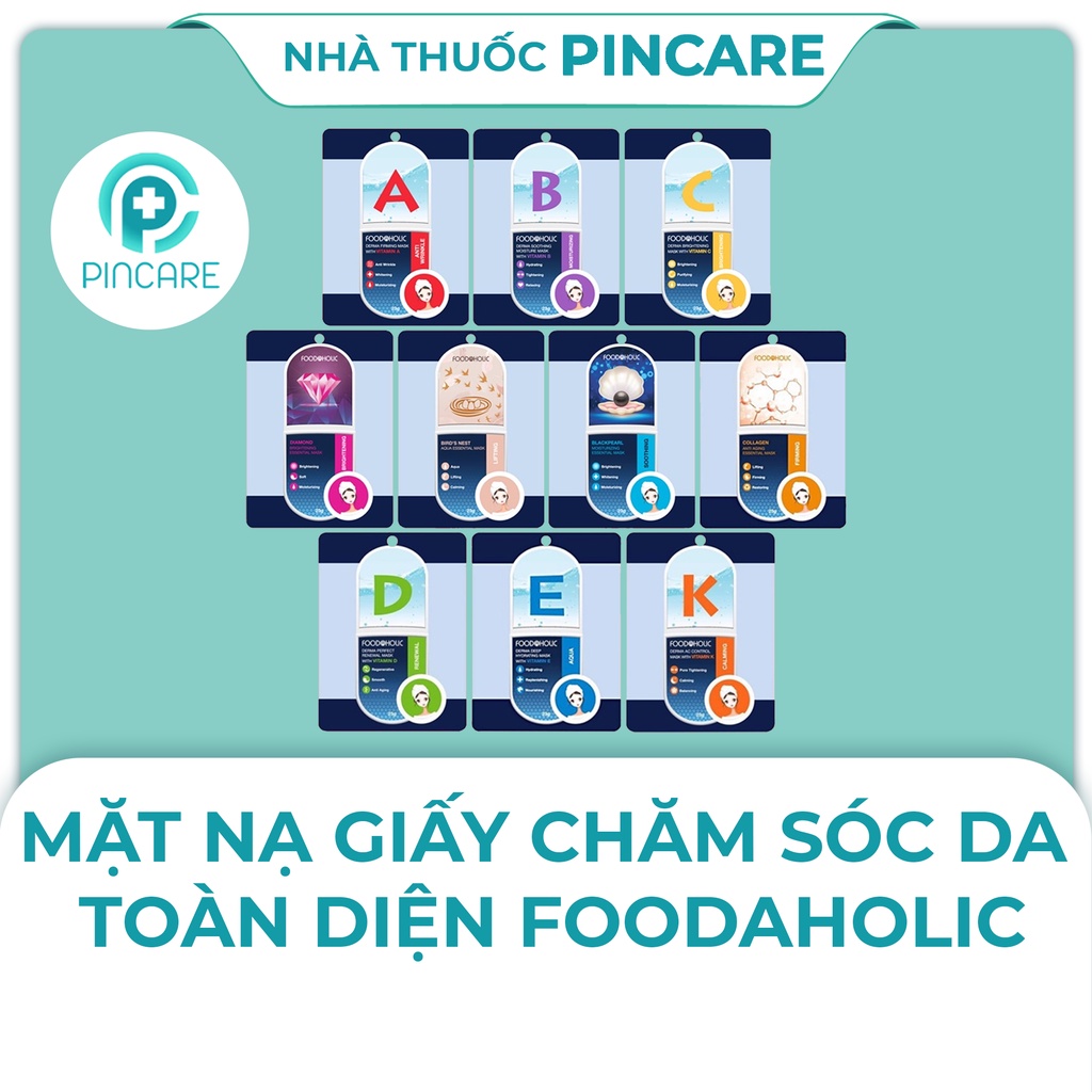 Mặt Nạ Giấy Foodaholic Mask 23g chăm sóc da toàn diện, dưỡng ẩm, dưỡng trắng da - Chính hãng - Nhà Thuốc PinCare