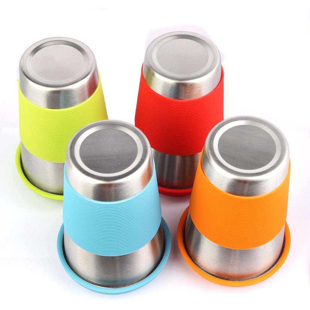 Tumbler with Straw Travel Mugs Straw Cup Stainless Steel Water Cup with Leakproof Lid Straws for Ice Cold Warm Drinking 500ml 4PCS 