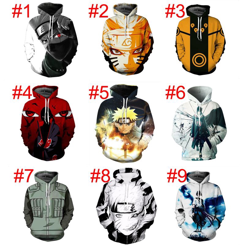 Áo Hoodie in họa tiết hoạt hình Naruto Kakashi có size S-5XL thời trang