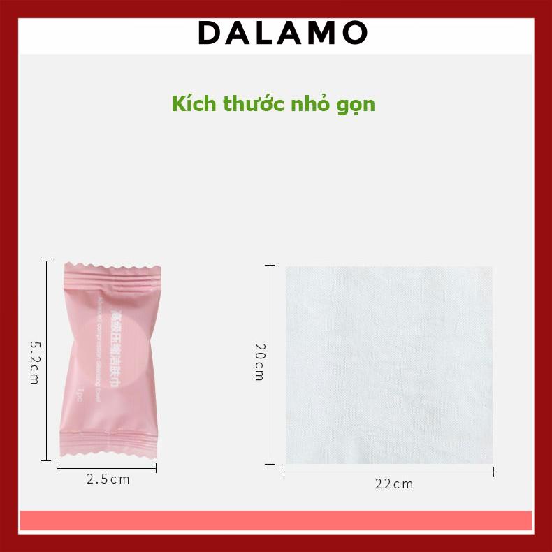 Khăn giấy nén du lịch hình viên kẹo vải cotton đa năng bỏ túi lau mặt lau tay KN13 DALAMO