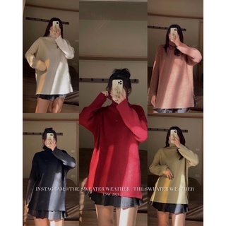 Áo len cổ lọ vạt xẻ basic dáng rộng