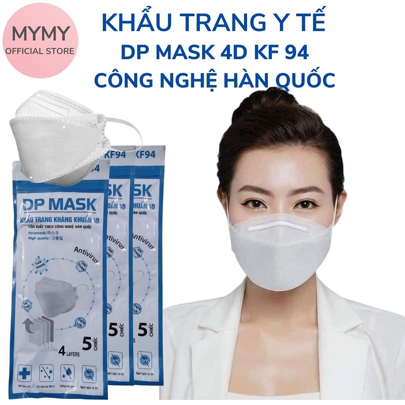 50 chiếc khẩu trang y tế 4D KF94 kháng khuẩn chống bụi chống lem son 4 lớp chính hãng DP mask