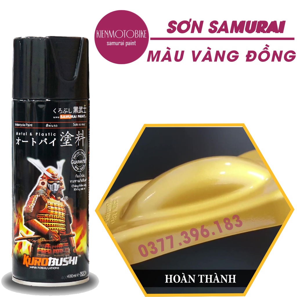 Sơn Samurai màu vàng đồng H235 - chai sơn xịt chuyên dụng dành cho sơn xe máy, ô tô