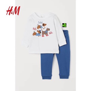 Bộ dài tay H&M họa tiết chó nâu cho bé trai