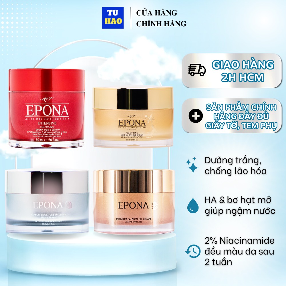 Kem Dưỡng Epona Premium Salmon Cream Phục Hồi Da Hư Tổn Chiết Xuất Dầu Cá Hồi 50ml - Từ Hảo