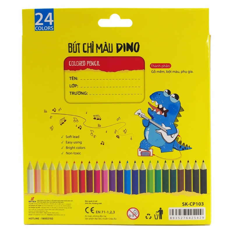 Hộp 24 Bút Chì Màu Smart Kids Dino SK-CP103