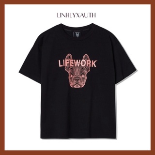 Áo thun life work basic face dog màu đen unisex lifework linhlyxauth