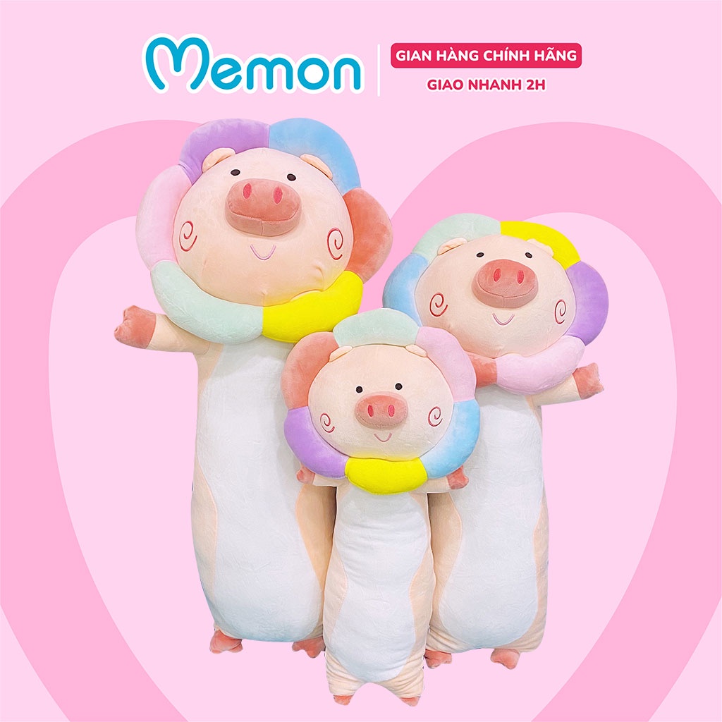 Gối Ôm Heo Mặt Hoa Cho Bé Cao Cấp Memon