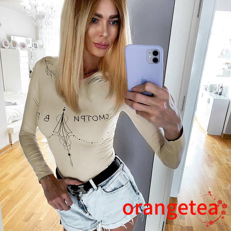 Áo liền quần tay dài cổ tròn in chữ thời trang cho nữ | BigBuy360 - bigbuy360.vn