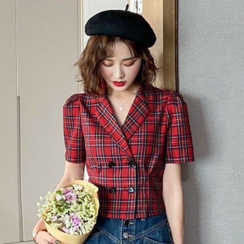 Áo Croptop Họa Tiết Kẻ Sọc Phong Cách Phương Tây Cổ Điển Mới Dành Cho Nữ