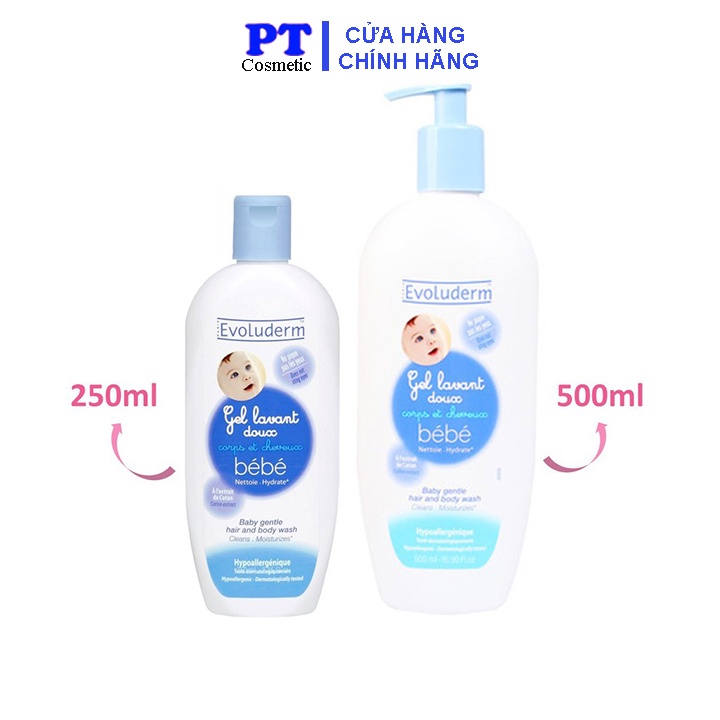 Sữa Tắm Gội Em Bé Evoluderm Chính Hãng 250ml, 500ml